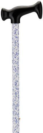 Print Cane - Blue Flowers on White